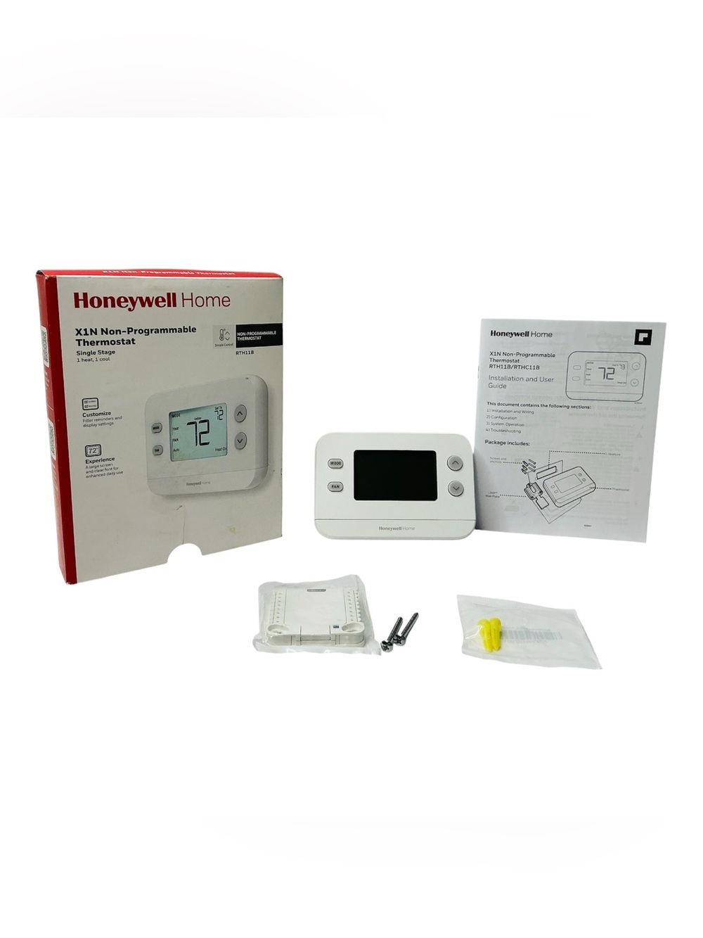 Honeywell Home X1N Non-Programmable Thermostat, Single-Stage, 1 Heat/1 Cool